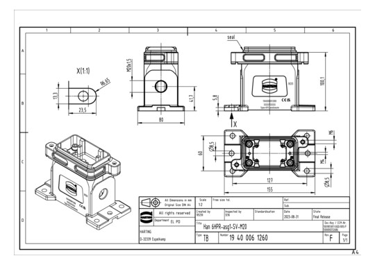HART Han 6HPR-asg1-SV-M20    19400061260 