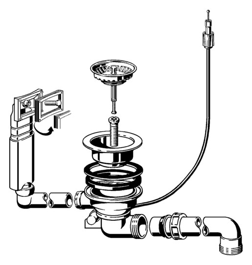 ABLAUFVENTIL 11/2 MIT BOWDENZUGMECHANIK ÜBERLAUF QUADRATISCH 7139.161