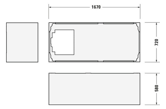 Duravit Rechteck-Badewanne Daro 170 x 75 x 46 cm, Einbauversion, 1 Rückenschräge, weiß