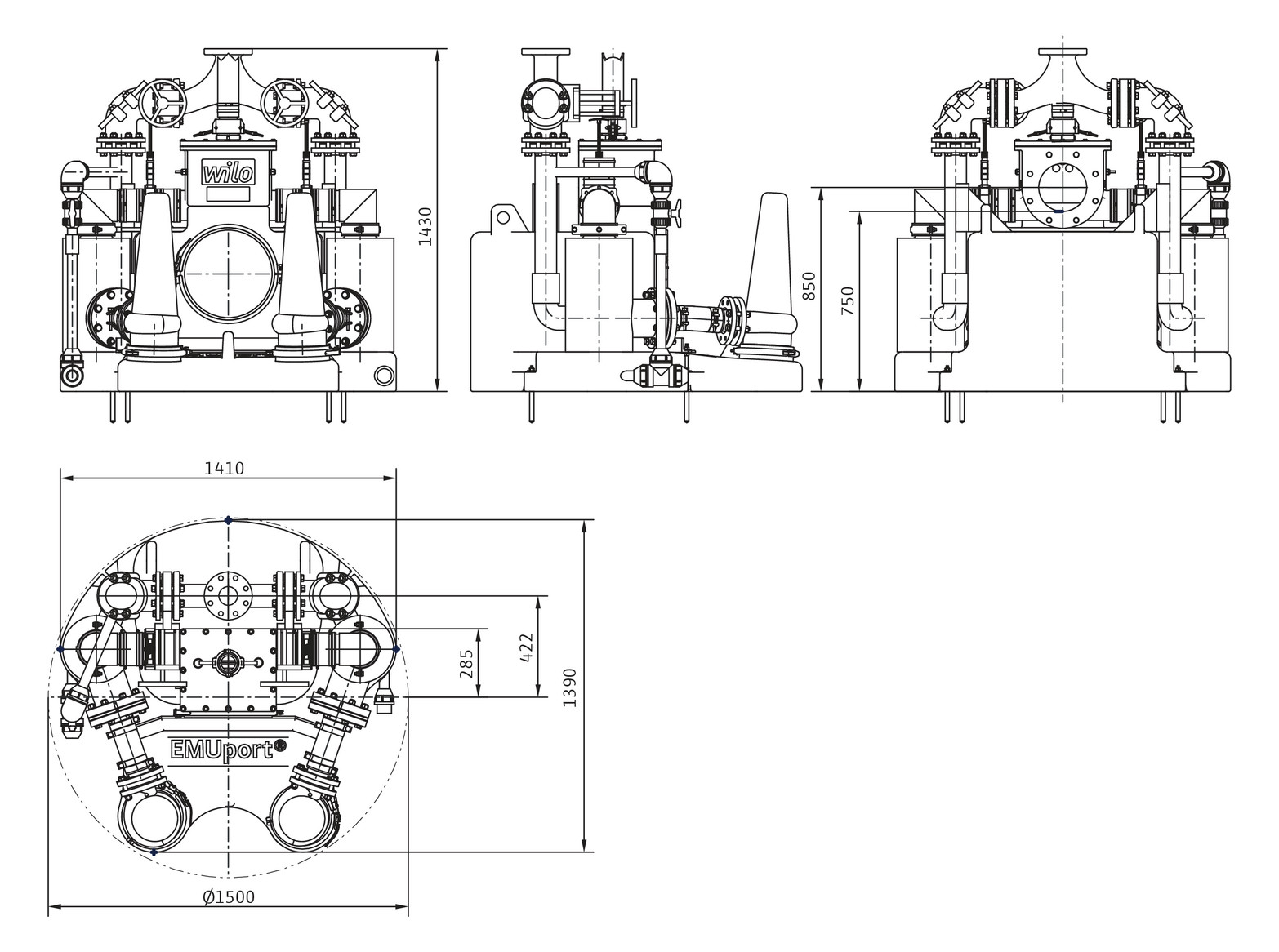 Wilo Abwasser-Hebeanlage EMUport CORE 20.2-52/540