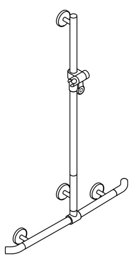 HEWI Duschhandlauf System 800 K 1100 x 812 mm, rubinrot, mit verschiebbarer Brausestange