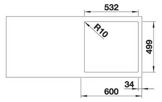 Blanco Becken SUBLINE 500-IF/ASteelFrame SILGRANIT 54,3 x 51 cm, PuraDur anthrazit, Einbau von oben, ohne Ablauffernbedienung