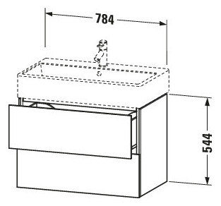 Duravit Waschtisch-Unterschrank L-Cube 78,4x 45,9 cm, weiß Hochglanz, 2 Schubkästen, wandhängend