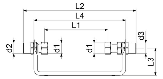 Schlösser Wasserzähler-Bügel 2250 1" Qn 2,5, starr, verzinkt, waagerecht, Verschraubungen