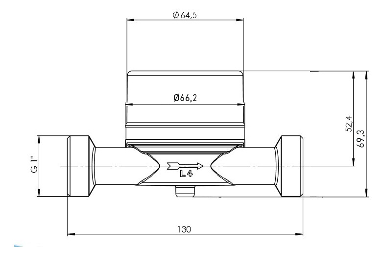Deltamess Wasserzähler T90 smart i OMS AP, kalt/warm, G 1 x 130 mm, Q3 2,5 cbm/h