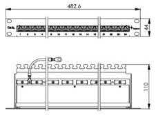 Patchpanel 24Ports 1HE Cat6A Schirm RAL7035 19Zoll-Einbau