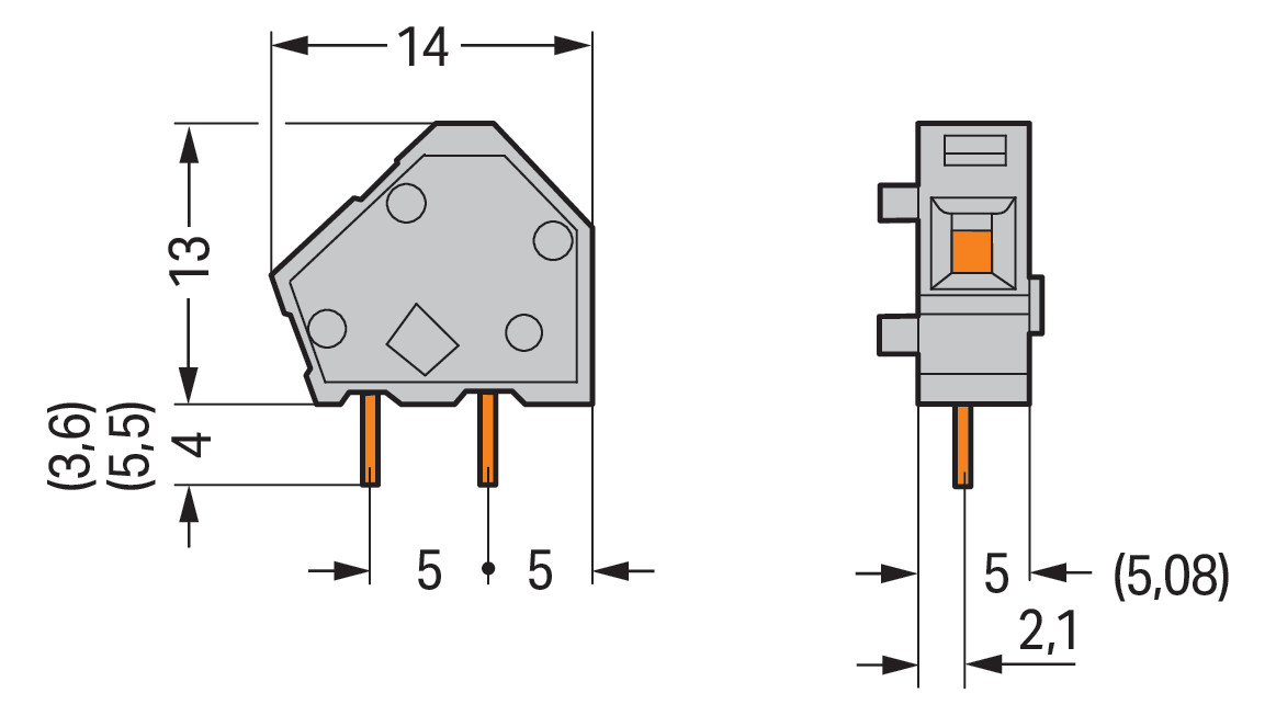 Printklemme 1f 1re lgr Serie 236 RM=5,08 Federzuganschluss/Lötanschluss