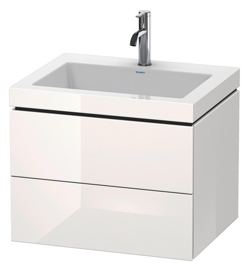 Duravit Waschtisch-Unterschrank c-bonded L-Cube 60 x 48 cm, ohne Hahnloch, graphit matt, 2 Schubkästen, wandhängend
