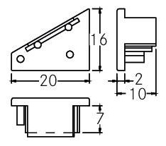 Endkappe ws Kst L16mm B20mm H10mm Endkappe ws Kst L16mm B20mm H10mm