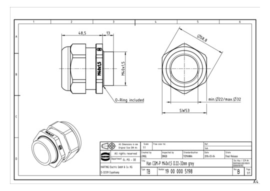 HART Kabelverschraubung M40, 19000005198 