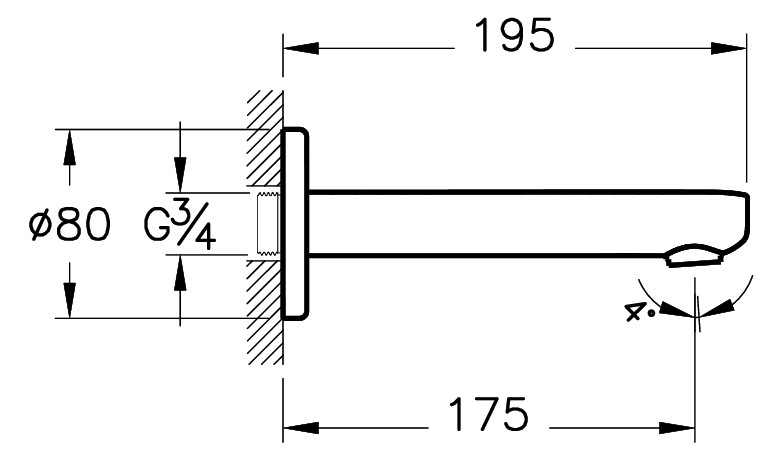 VitrA Bad Wanneneinlauf Root Round Ausladung 170mm, Wandmontage, Gold