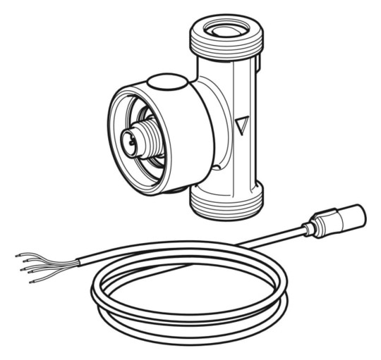Geberit Temperatur-/Volumenstromsensor DNV 25, 5-85 l/min, G 3/4", Rotguss, für Gebäudeleittechnik