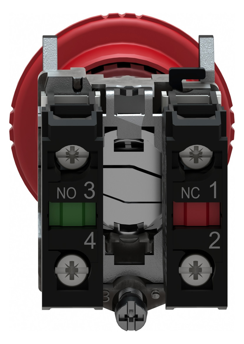 Not-Aus Taster EB IP66 Dreh 1S 1Ö Einb Ø22,5mm Schraub