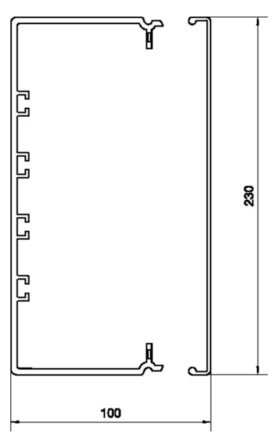 Leitungsführungskanal Kst 100x230x2000mm ver-ws LF-K unbeh 19660qmm RAL9016 Leitungsführungskanal Kst 100x230x2000mm ver-ws LF-K unbeh 19660qmm RAL9016