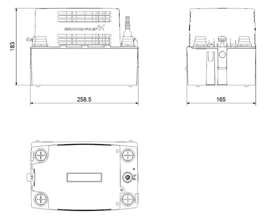 Grundfos Kondensathebeanlage CONLIFT 1 259 x 165 x 184 mm, 0,075 kW, 230 V, 1,7 m Kabel