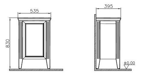 VitrA Bad Halbhochschrank Valarte 53,5x39,5x83cm, Türanschlag links. bodenstehend, Korpus Vintage grün, lackiert