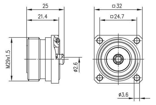 7/16-Buchse Rundkabel 50O 50Ohm