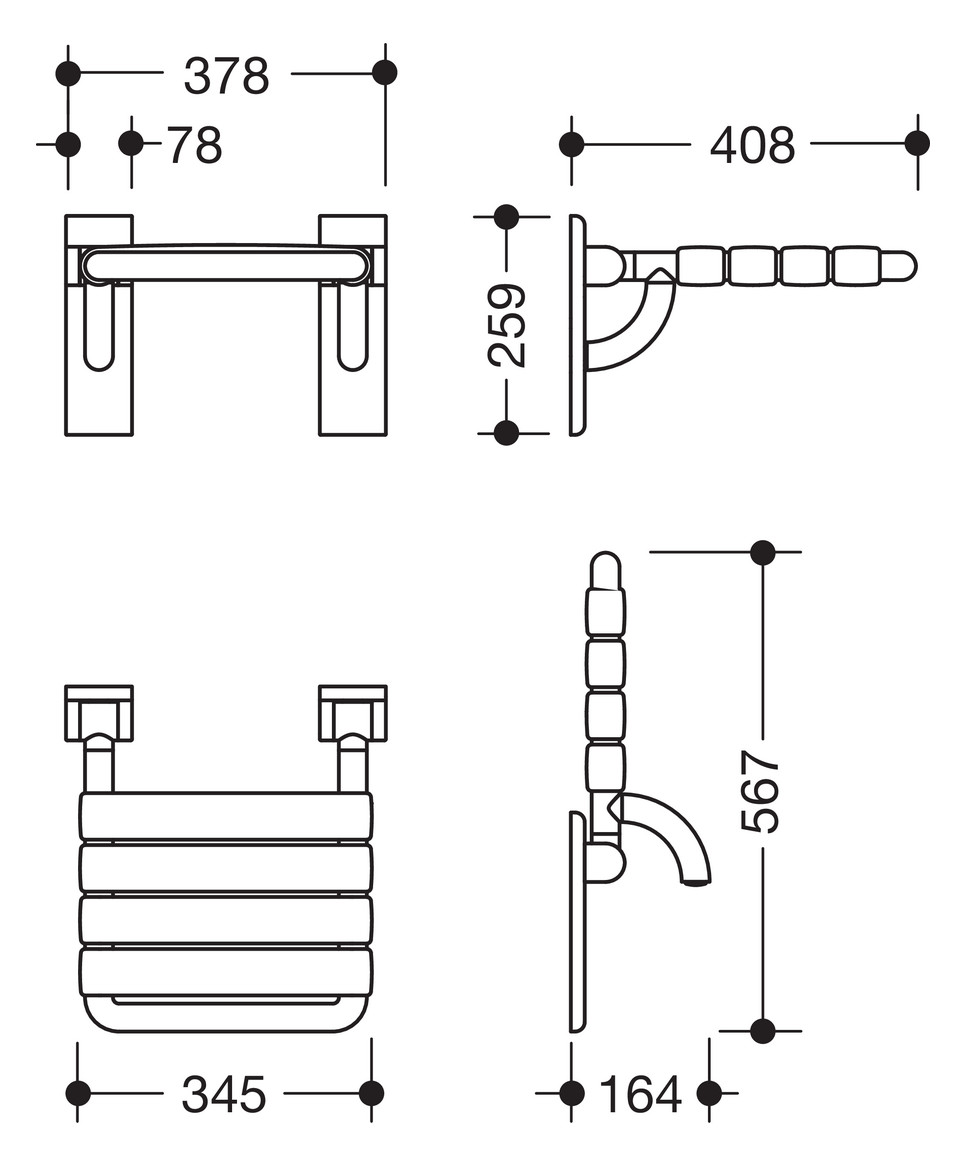 HEWI Klappsitz 801 Polyamid matt, maigrün/apfelgrün/koralle