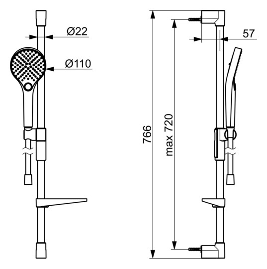HANSA Duschsystem HANSAVIVA Wandstangen-Brausenset, Wandmontage Brauseschlauch 125cm, Bronze gebürstet