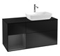 V&B Waschtisch-Unterschrank Finion 120cm, Abdeckplatte black matt, Regal Anthracite matt lacquer, Black matt lacquer
