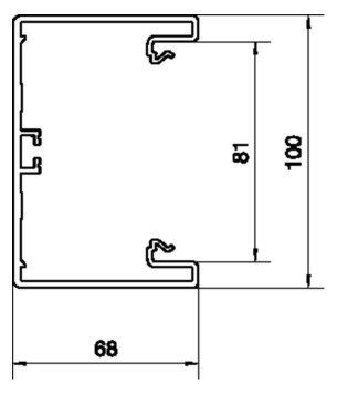 Geräteeinbaukanal Kst 100x68mm lgr GEB-K RAL7035 unbeh 5750qmm 2000mm