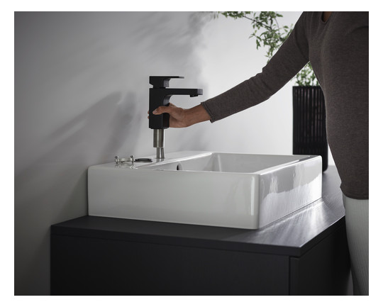 hansgrohe Waschtisch-Einhebelmischer 100 Vernis Shape mit Zugstangen-Ablaufgarnitur, mattschwarz
