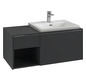 V&B Waschtisch-Unterschrank Becken rechts Subway 3.0 100,1x42,25x51,6cm, mit LED/Griff Volcano black, stone oak