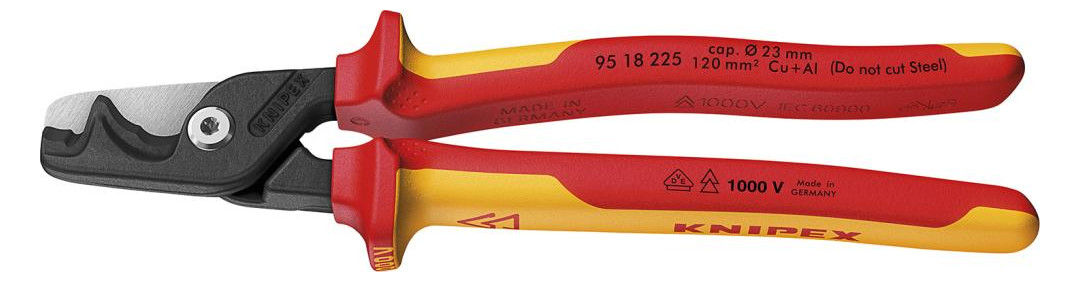 Bild Kabelschere SB VDE mit Mehrkomponenten-G riffen 225mm schlanke Kopfform KNIPEX-0