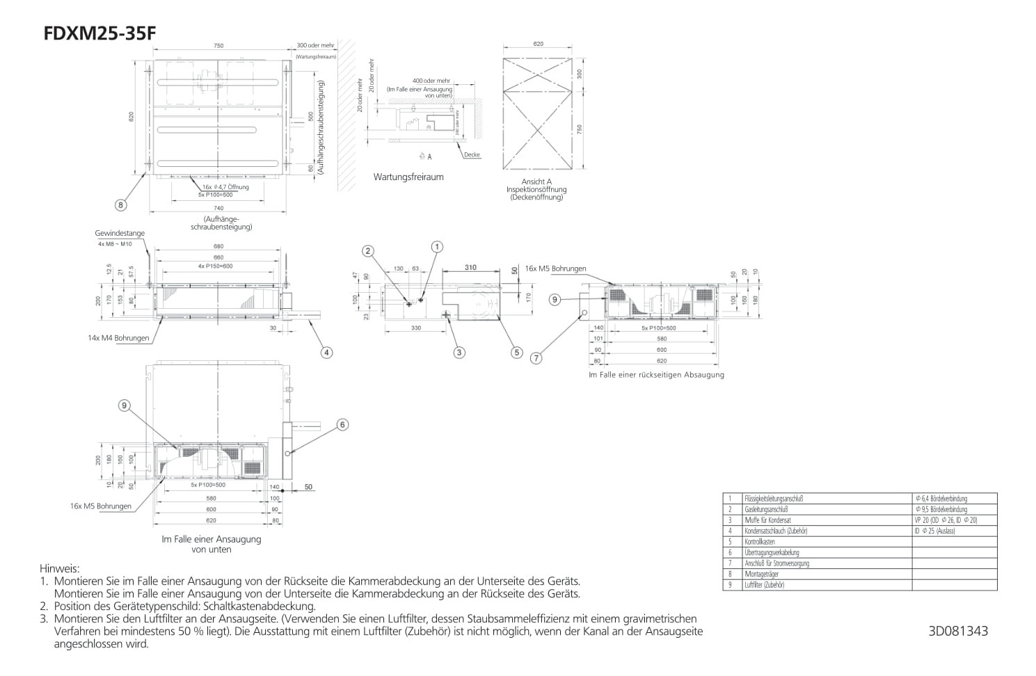 Klimatechnik / Mono- & Multisplit-Geräte / DAIKIN Kanalgerät FDXM25F9 ...