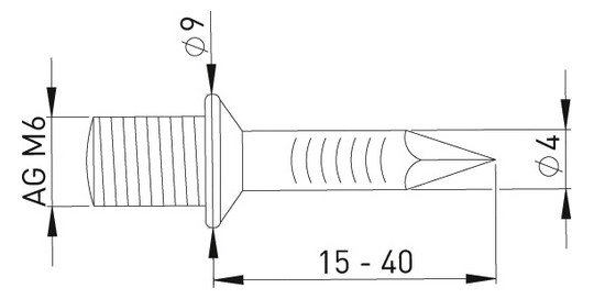 ASW Einschlagschraubdübel M 6 x 25 mm, Stahl verzinkt, mit Außengewinde