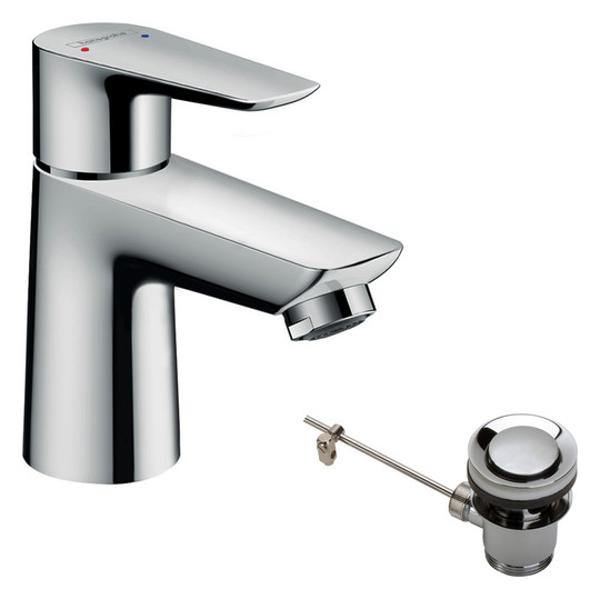 hansgrohe Waschtisch-Einhebelmischer 80 Talis E ND, für offene Warmwasserbereiter, mit Zugstangen-Ablaufgarnitur, chrom