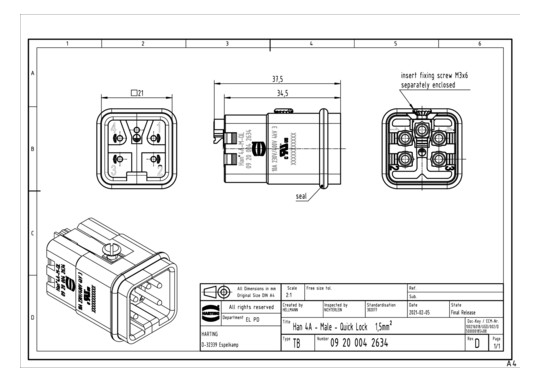 HART Han 4A-M-QL 1,5qmm      09200042634 
