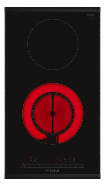 Glaskeramikfeld autark Alu Zweikreisz 306x527mm