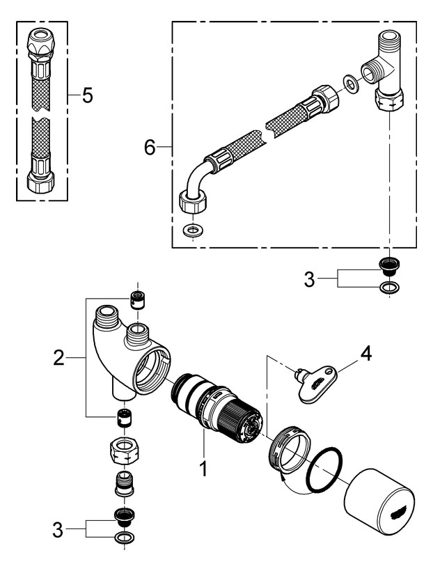 GROHE Untertisch-Thermostat Grohtherm Micro mit thermischer Verbrühschutz, chrom