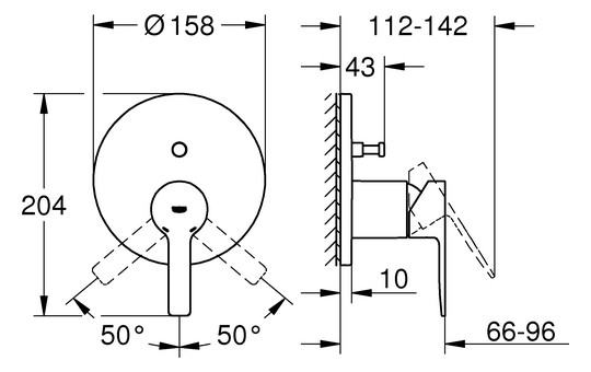 GROHE Fertigmontageset Lineare UP-Wannen-Einhebelmischer, chrom