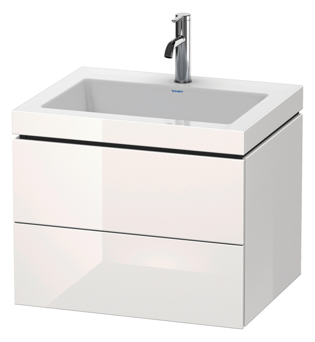 Duravit Waschtisch-Unterschrank c-bonded L-Cube 60 x 48 cm, ohne Hahnloch, graphit matt, 2 Schubkästen, wandhängend