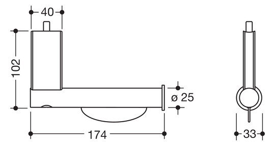 HEWI Aufrüstsatz WC-Papierhalter, Edelstahl, für Ø 32 mm, pulverbeschichtet, Edelstahl pulverbeschichtet schwarz tiefmatt