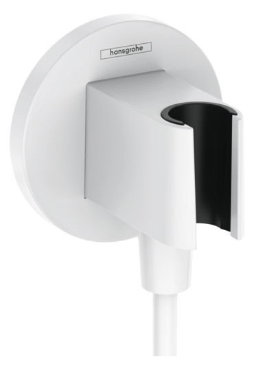 hansgrohe Wandanschluss Fixfit S rund, mit Brausehalter, mattweiß