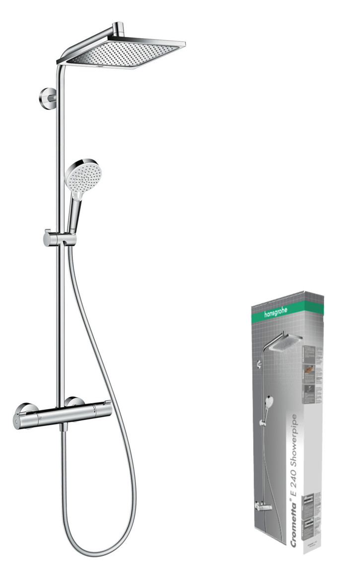 hansgrohe Showerpipe Crometta E mit Thermostat, 1jet, 15 l/min, chrom