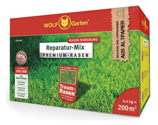 Bild Premium-Rasen mit Starter-Dünger L 200 S M 6,4 kg - WOLF GARTEN-0