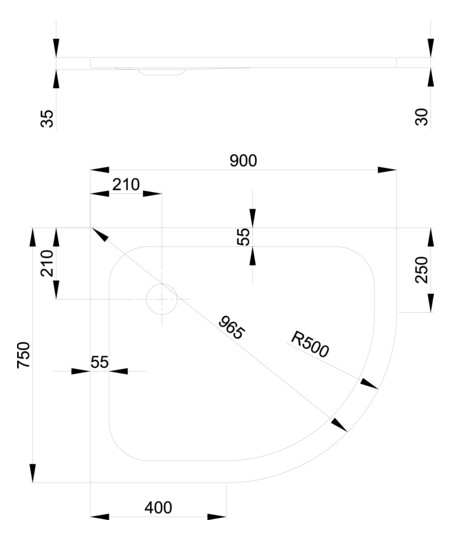 Duschwanne BetteCorner 8119 75x90x3,5cm, Glasur, manhattan