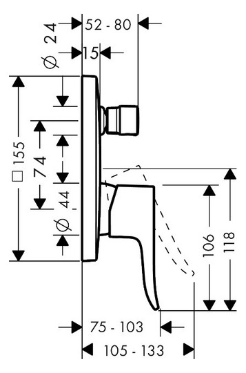 hansgrohe Fertigmontageset Metris UP-Wannen-Einhebelmischer, Rosette eckig, mit integrierter Sicherungskombination, chrom