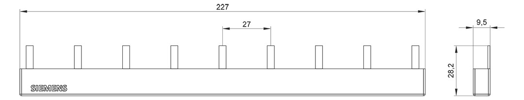Phasenschiene 2ph 18mm 229mm 10qmm 50A Stift Isoliert Phasenschiene 2ph 18mm 229mm 10qmm 50A Stift Isoliert