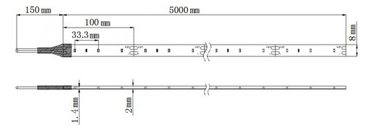 LED-Lichtband 2,4W/m ws 2700K 30Stk/m IP54 DC LED nicht austauschbar 5000mm
