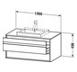 Duravit Waschtisch-Unterschrank Ketho 100 x 55 cm, Eiche terra, für Einbauwaschtisch mittig, 2 Schubkästen