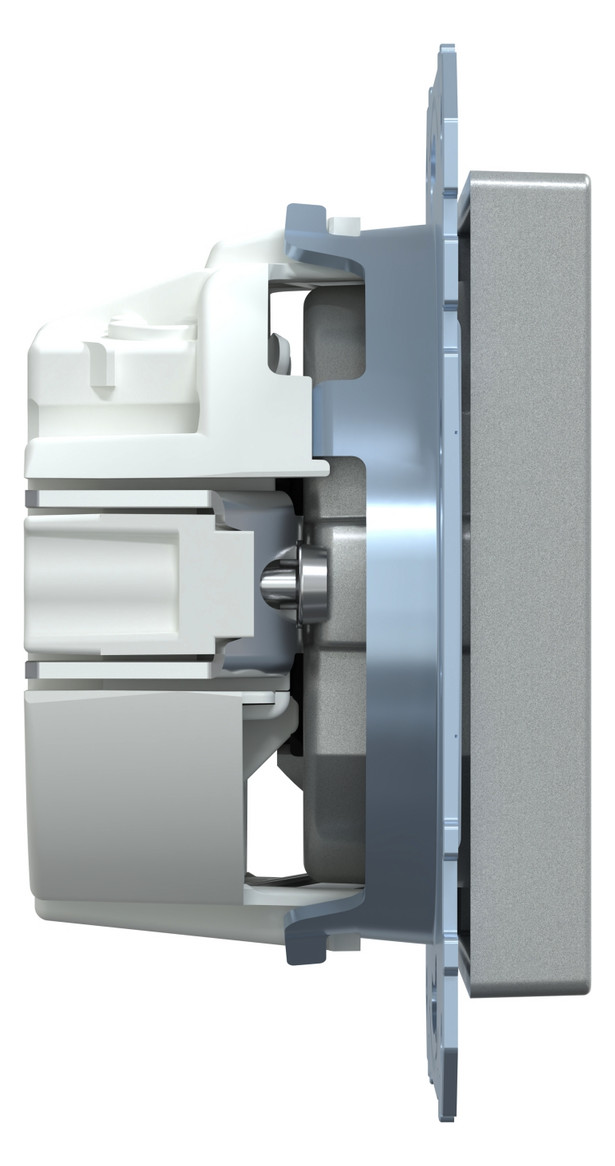Steckdose 1f alu mt System M UP m.BS IP20 Mit erhöhtem Berührungsschutz