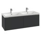 V&B Waschtisch-Unterschrank Subway 3.0 127,2x42,9x47,8cm, mit LED/Griff Aluminium glänzend, volcano black