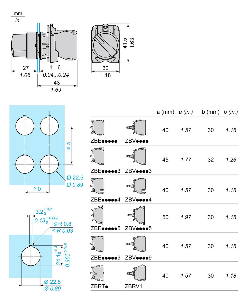Wahlschalter 2stuf rast kurz.Drehgriff Ø22,5mm Schaltfunktion verrastend IP66