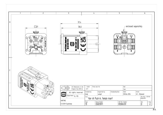HART Han 4A Push-In, female  09200045101 