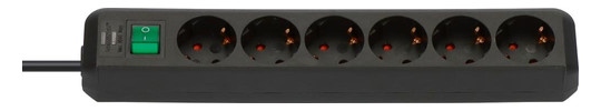 BRENNENSTUHL-Steckdosenleiste ECO-Line, schwarz - 6-fach,...